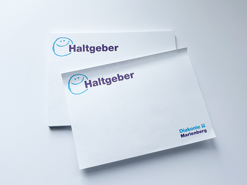 Haftnotitzblock der Diakonie „Haltgeber“
