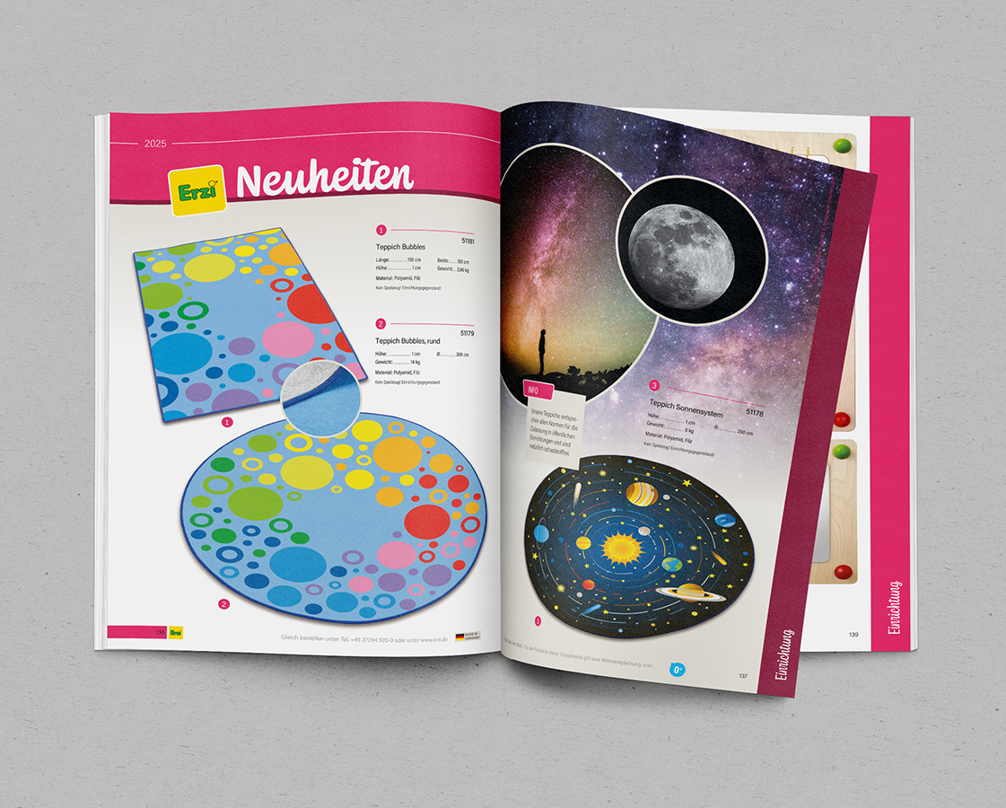 Doppelseite des Produktkataloges von ERZI
