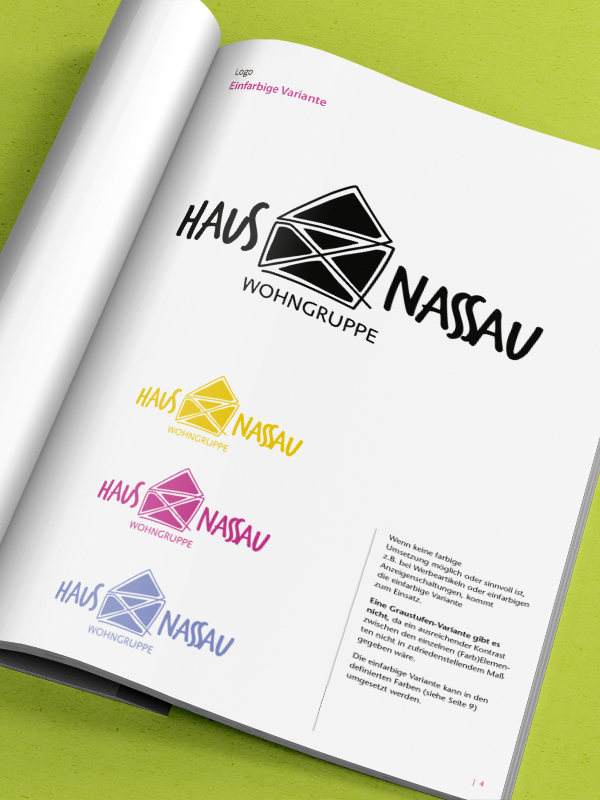 CD-Handbuch mit Logovarianten vom Haus Nassau