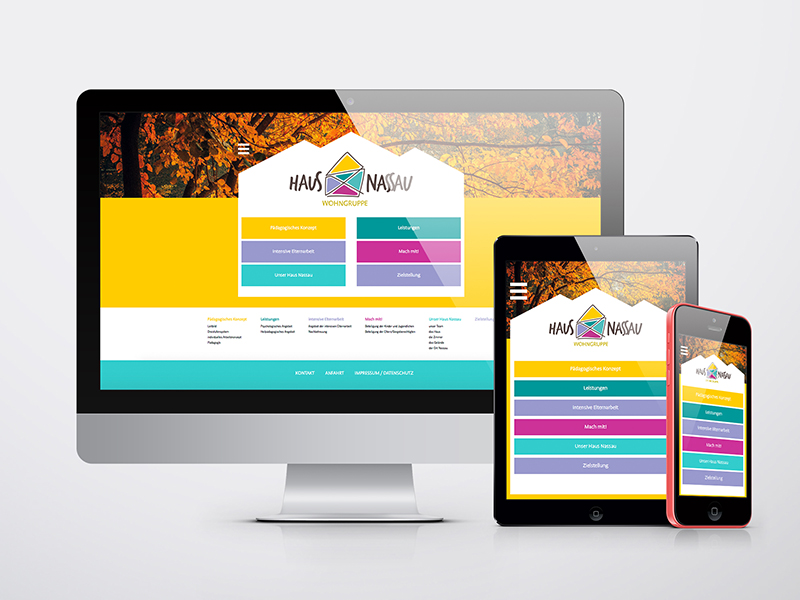 Devices mit responsiven Webdesign von der Wohngruppe Haus Nassau