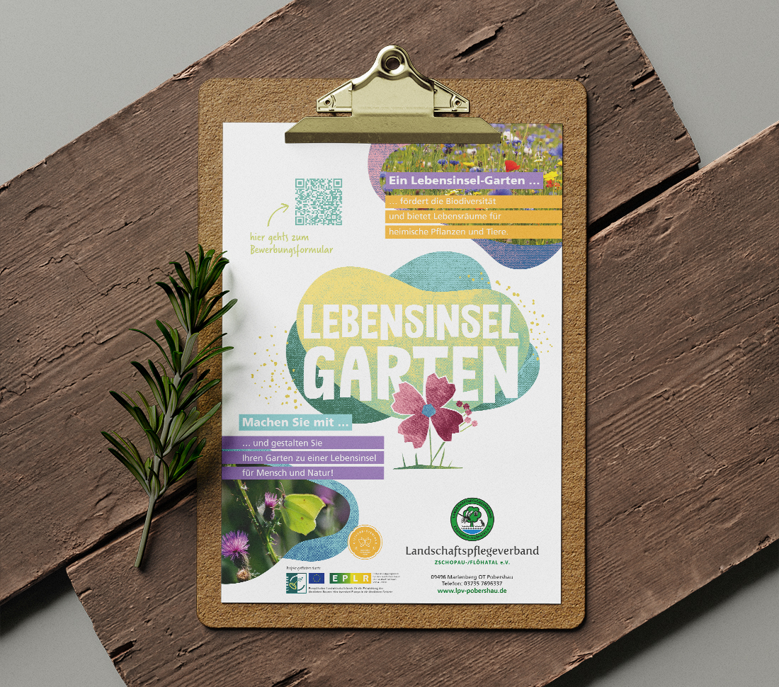 Plakat des neuen Projektes Lebensinselgarten